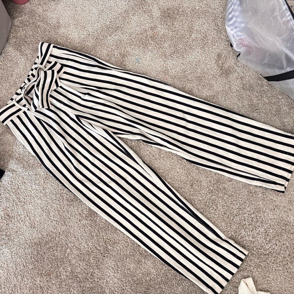 Polo Ralph Lauren Pants Size 4 Striped Straight Leg High Rise Belted Trousers